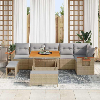 Conjunto de Sofá de Jardim 9 pcs bege e cinzento claro