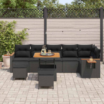 Conjunto de Sofá de Jardim 9 pcs Preto 80 x 80 x 71 cm