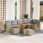 Conjunto de Sofá de Jardim 9 pcs bege e cinzento claro