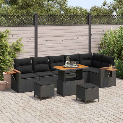 Conjunto de Sofá de Jardim 9 pcs Preto 90 x 55 x 71 cm