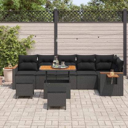 Conjunto de Sofá de Jardim 9 pcs Preto 90 x 55 x 71 cm