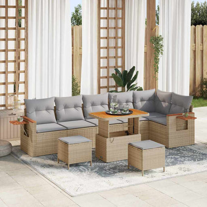 Conjunto de Sofá de Jardim 9 pcs bege e cinzento claro