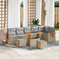 Conjunto de Sofá de Jardim 9 pcs bege e cinzento claro