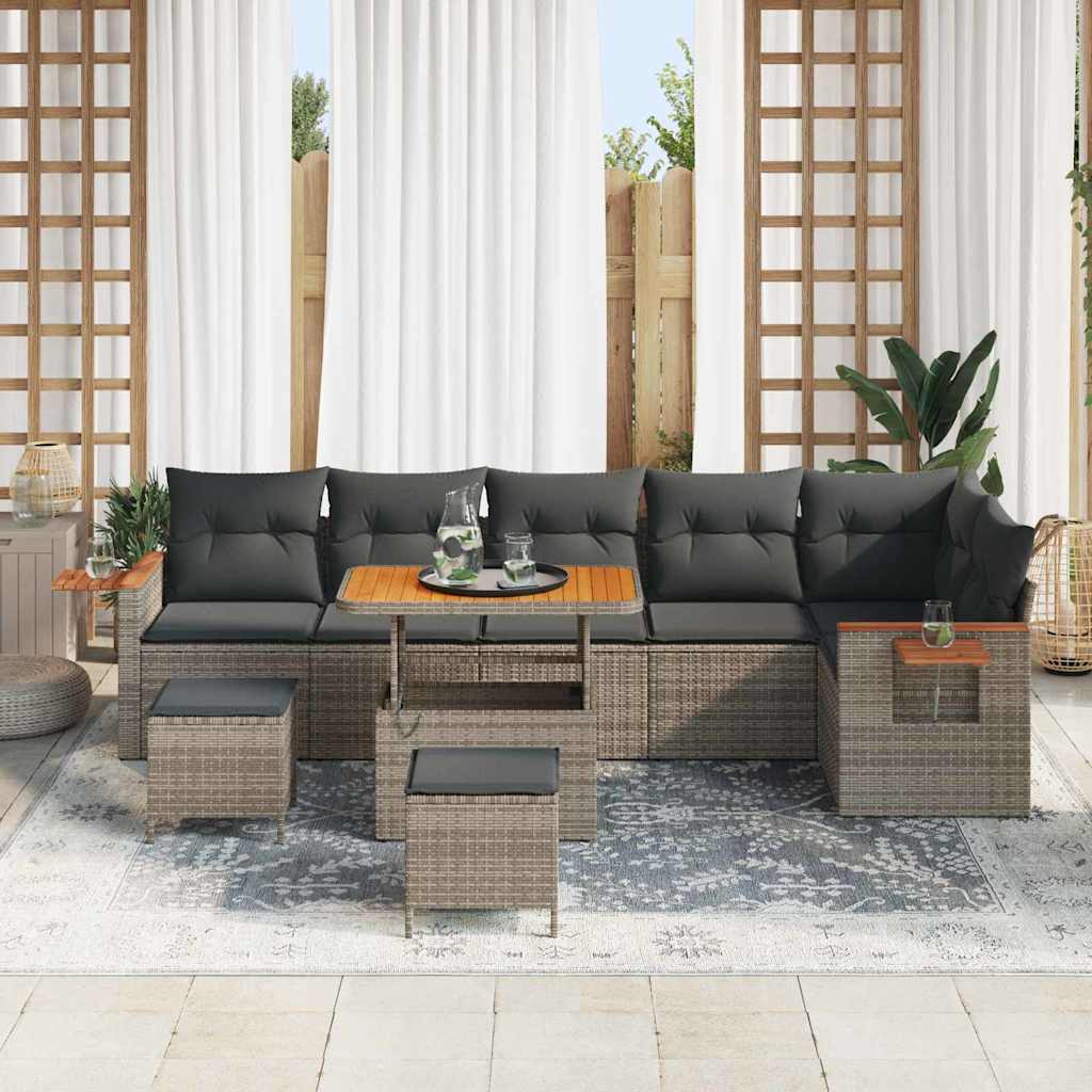 Conjunto de Sofá de Jardim 9 pcs Cinzeto 90 x 55 x 71 cm