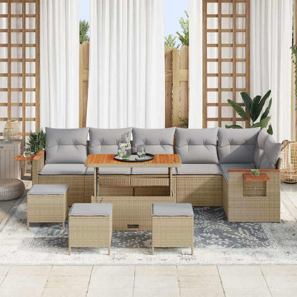 Conjunto de Sofá de Jardim 10 pcs bege e cinzento claro
