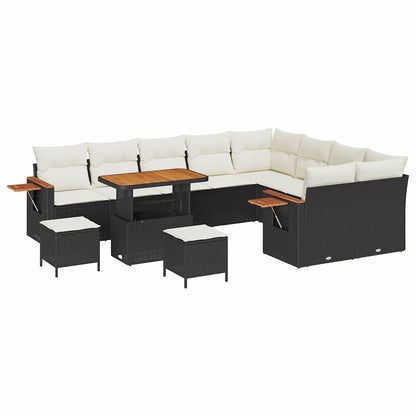 Conjunto de Sofá de Jardim 12 pcs Preto e creme 90 x 55 x 71 cm