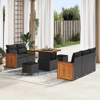 Conjunto de Sofá de Jardim Manual 8 pcs Preto 80 x 80 x 71 cm