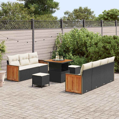 Conjunto de Sofá de Jardim 10 pcs Preto e creme 80 x 80 x 71 cm