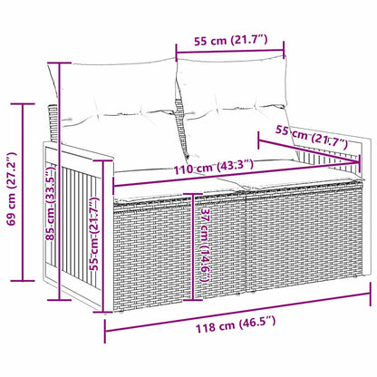 Conjunto de Sofá de Jardim 10 pcs Preto e creme 90 x 55 x 71 cm