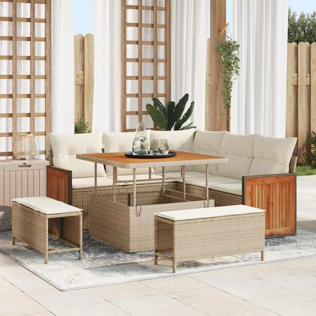 Conjunto de Sofá de Jardim 8 pcs bege e creme 100 x 100 x 71 cm