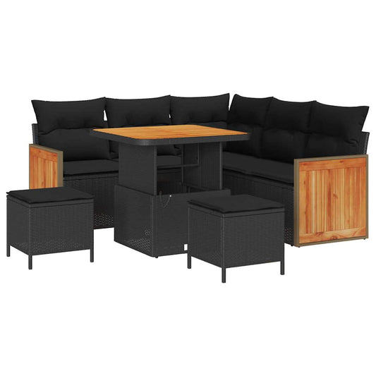 Conjunto de Sofá de Jardim 8 pcs Preto 80 x 80 x 71 cm