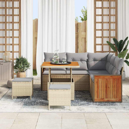 Conjunto de Sofá de Jardim 8 pcs bege e cinzento claro