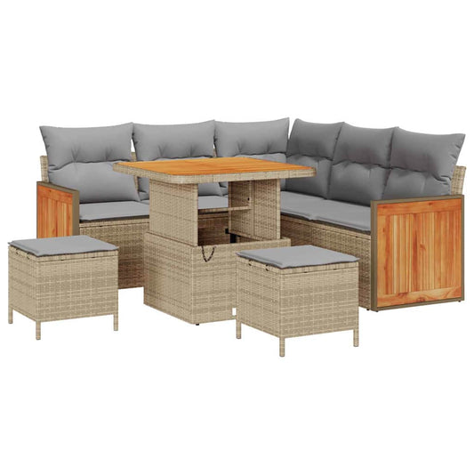 Conjunto de Sofá de Jardim 8 pcs bege e cinzento claro