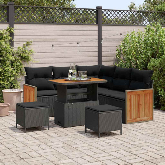 Conjunto de Sofá de Jardim 8 pcs Preto 90 x 55 x 71 cm
