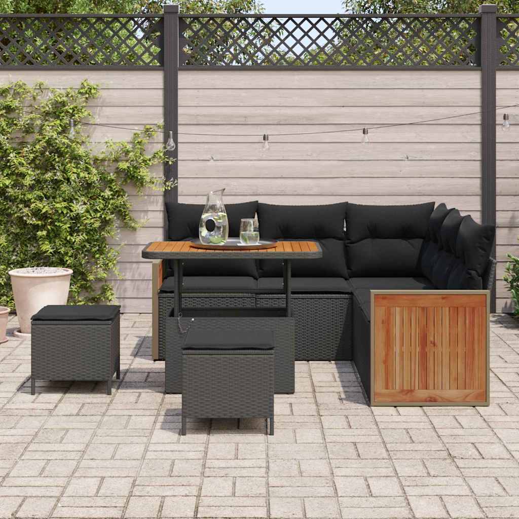 Conjunto de Sofá de Jardim 8 pcs Preto 90 x 55 x 71 cm