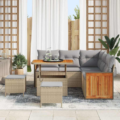 Conjunto de Sofá de Jardim 8 pcs bege e cinzento claro