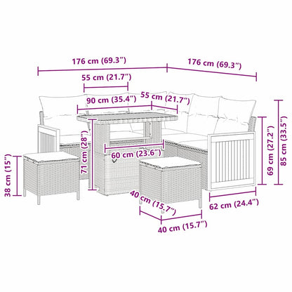 Conjunto de Sofá de Jardim 8 pcs bege e cinzento claro