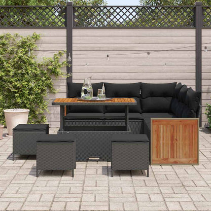 Conjunto de Sofá de Jardim 9 pcs Preto 110 x 55 x 71 cm