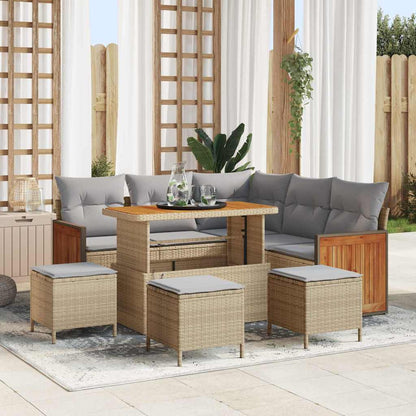 Conjunto de Sofá de Jardim 9 pcs bege e cinzento claro
