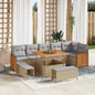 Conjunto de Sofá de Jardim 9 pcs bege e cinzento claro