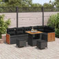 Conjunto de Sofá de Jardim com almofada 9 pcs Preto