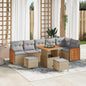 Conjunto de Sofá de Jardim 9 pcs bege e cinzento claro