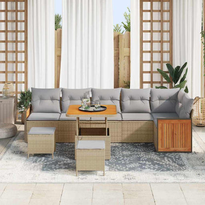 Conjunto de Sofá de Jardim 9 pcs bege e cinzento claro