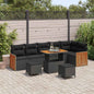 Conjunto de Sofá de Jardim com almofada 9 pcs Preto