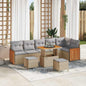 Conjunto de Sofá de Jardim 9 pcs bege e cinzento claro