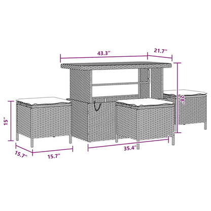 Conjunto de Sofá de Jardim com almofada 10 pcs Preto