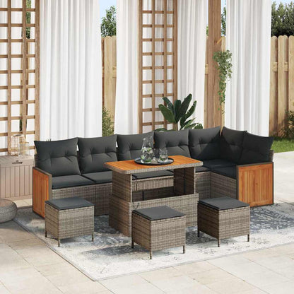 Conjunto de Sofá de Jardim com almofada 10 pcs Cinzeto