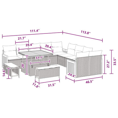 Conjunto de Sofá de Jardim 13 pcs Preto 100 x 100 x 71 cm
