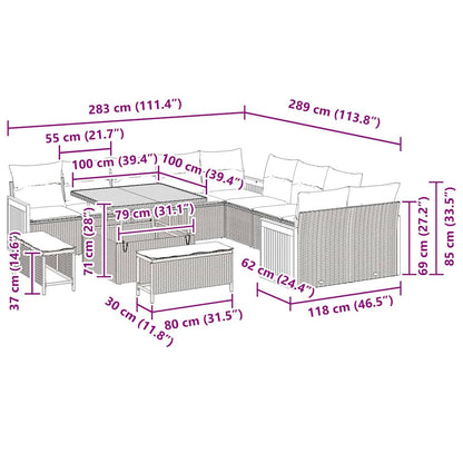 Conjunto de Sofá de Jardim 13 pcs bege e cinzento claro