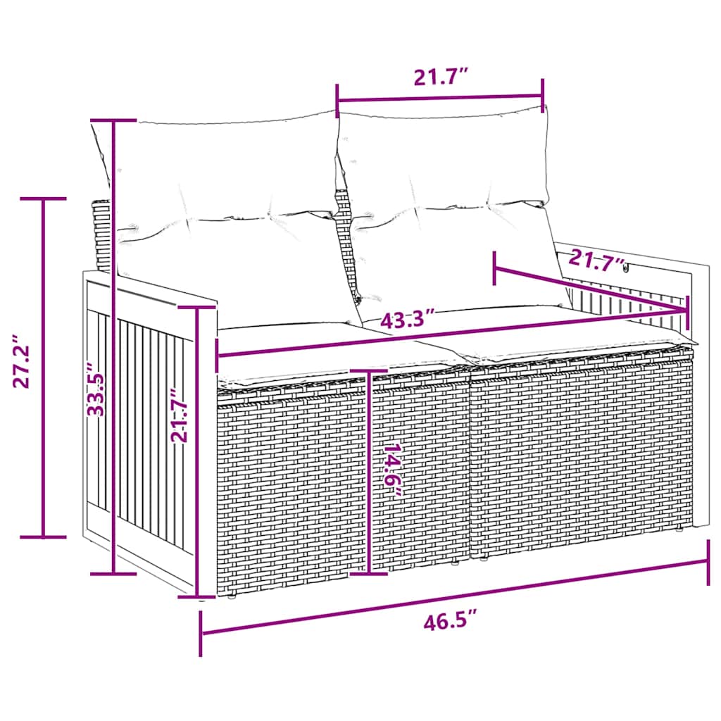 Conjunto de Sofá de Jardim com almofada 13 pcs Preto