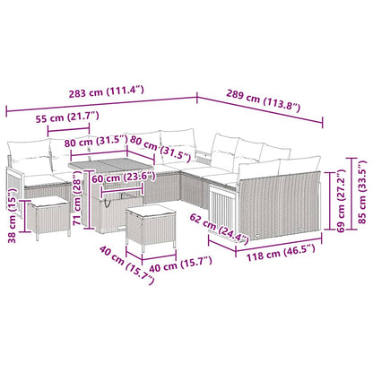 Conjunto de Sofá de Jardim 13 pcs bege e cinzento claro