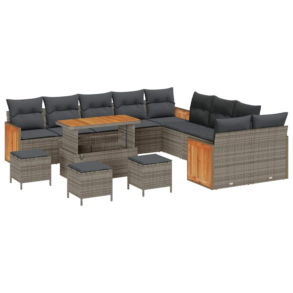 Conjunto de Sofá de Jardim com almofada 14 pcs Cinzeto