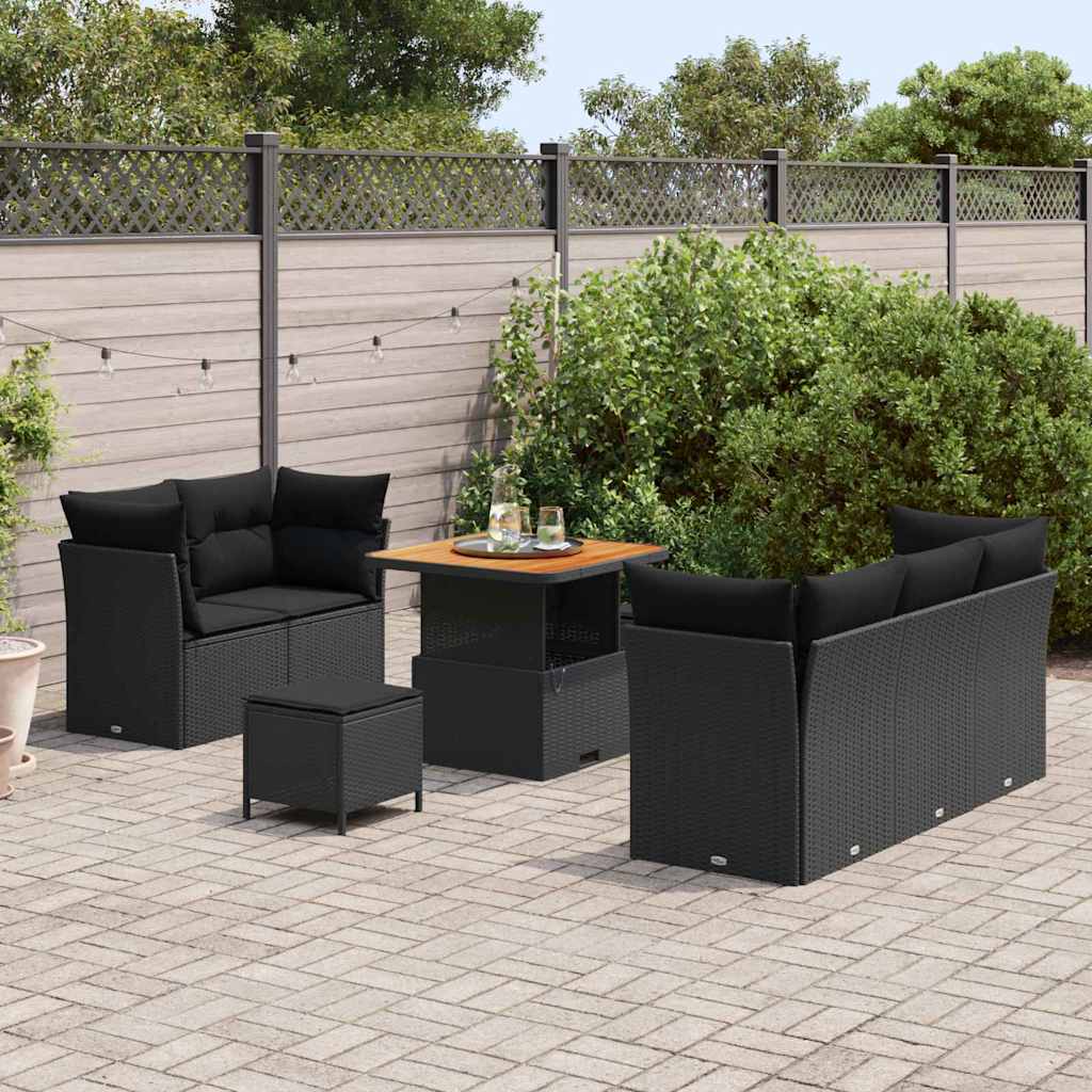 Conjunto de Sofá de Jardim 8 pcs Preto 80 x 80 x 71 cm