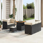 Conjunto de Sofá de Jardim com almofada 8 pcs Preto e creme