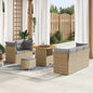 Conjunto de Sofá de Jardim 8 pcs bege e cinzento claro