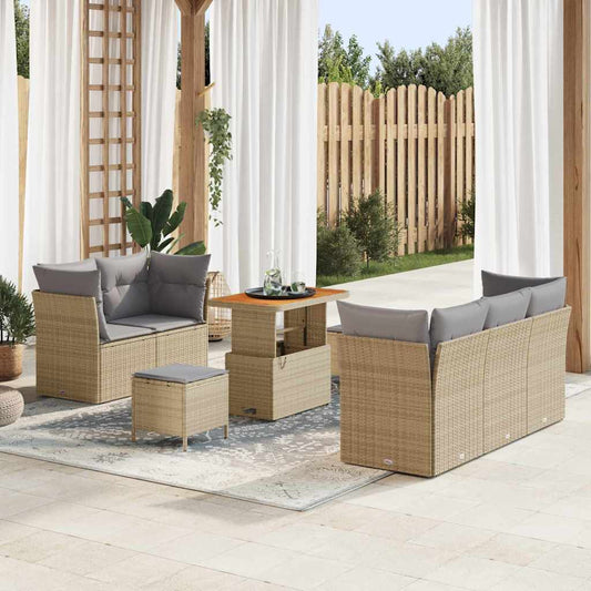 Conjunto de Sofá de Jardim 8 pcs bege e cinzento claro