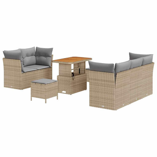 Conjunto de Sofá de Jardim 8 pcs bege e cinzento claro