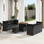 Conjunto de Sofá de Jardim com almofada Manual 9 pcs Preto