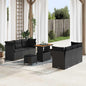 Conjunto de Sofá de Jardim com almofada Manual 9 pcs Preto