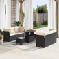 Conjunto de Sofá de Jardim com almofada 9 pcs Preto e creme