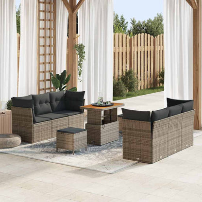 Conjunto de Sofá de Jardim com almofada Manual 9 pcs Cinzeto