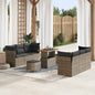 Conjunto de Sofá de Jardim com almofada Manual 9 pcs Cinzeto
