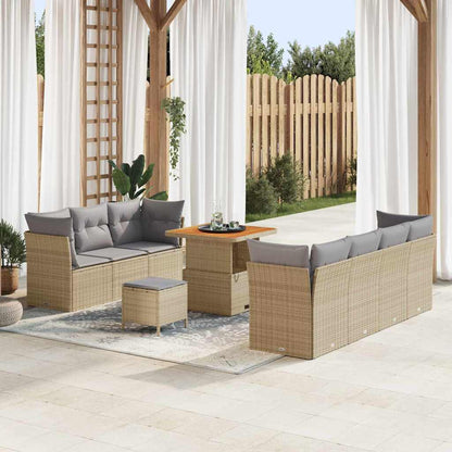 Conjunto de Sofá de Jardim Manual 10 pcs bege e cinzento claro