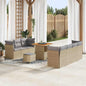 Conjunto de Sofá de Jardim Manual 10 pcs bege e cinzento claro
