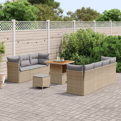 Conjunto de Sofá de Jardim Manual 10 pcs bege e cinzento claro