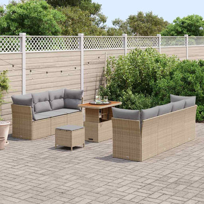 Conjunto de Sofá de Jardim Manual 10 pcs bege e cinzento claro